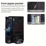 Blue Mesh Drawstring Swim Backpack with Wet Pocket