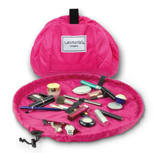 Portable Drawstring Cosmetic Storage Bag for Travel and Daily Use - Pink