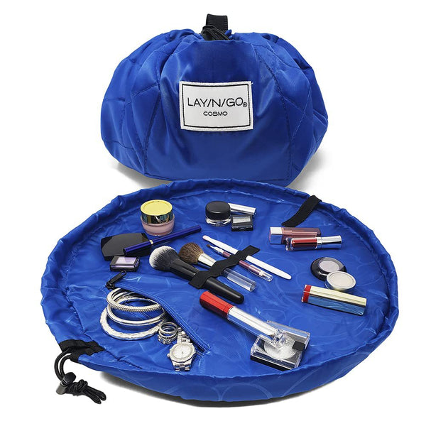 Portable Drawstring Cosmetic Storage Bag for Travel and Daily Use - Blue