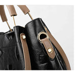 Dark Brown Elegant Embossed PU Leather Bag - Large Capacity Handbag with Inner Pouch