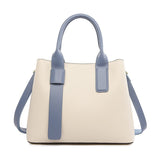 Off White And Blue Retro Handbag - Elegant Tote with Large Capacity