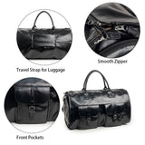 PU Leather Travel Duffel Bag - Multifunctional Overnight / Gym Bag - Brown