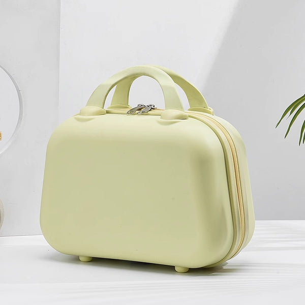Handheld Makeup Organizer - Compact and Portable Cosmetic Storage Case - Cream Yellow