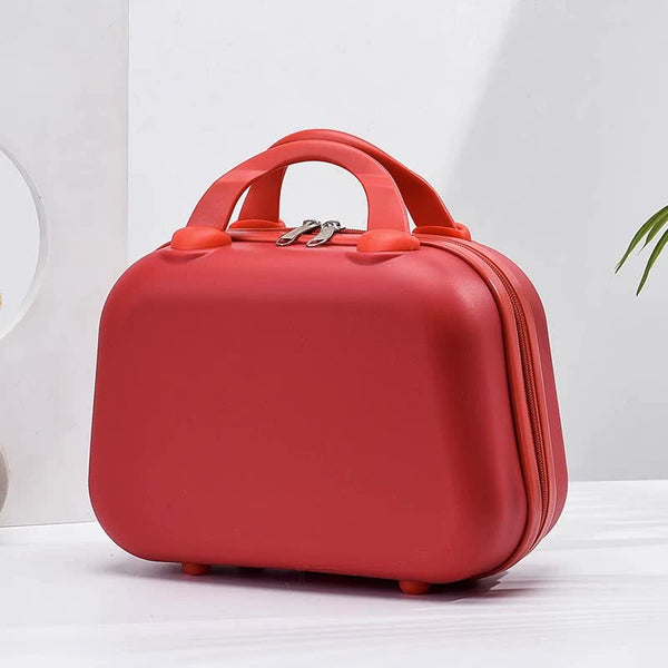 Handheld Makeup Organizer - Compact and Portable Cosmetic Storage Case - Red