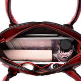 Red  Elegant Embossed Rose Leather Handbag - Vintage Style