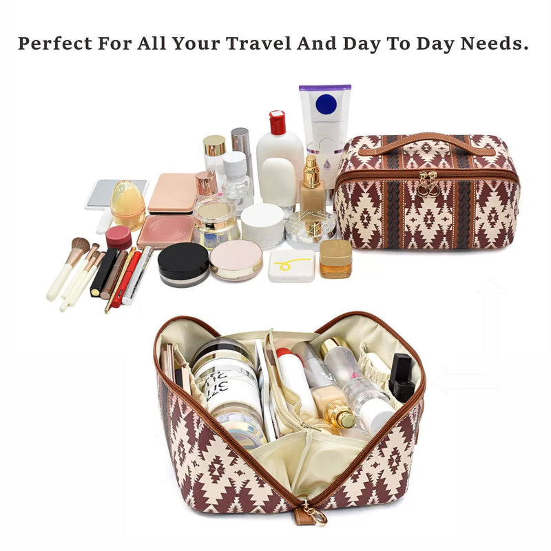 Boho Travel Cosmetic Bag - Large Waterproof - Purple