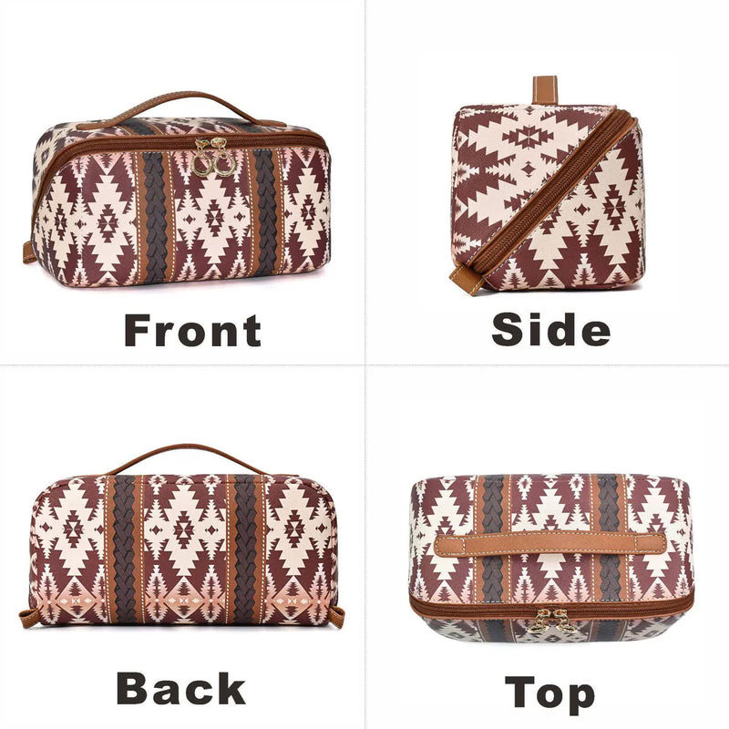 Boho Travel Cosmetic Bag - Large Waterproof - Black