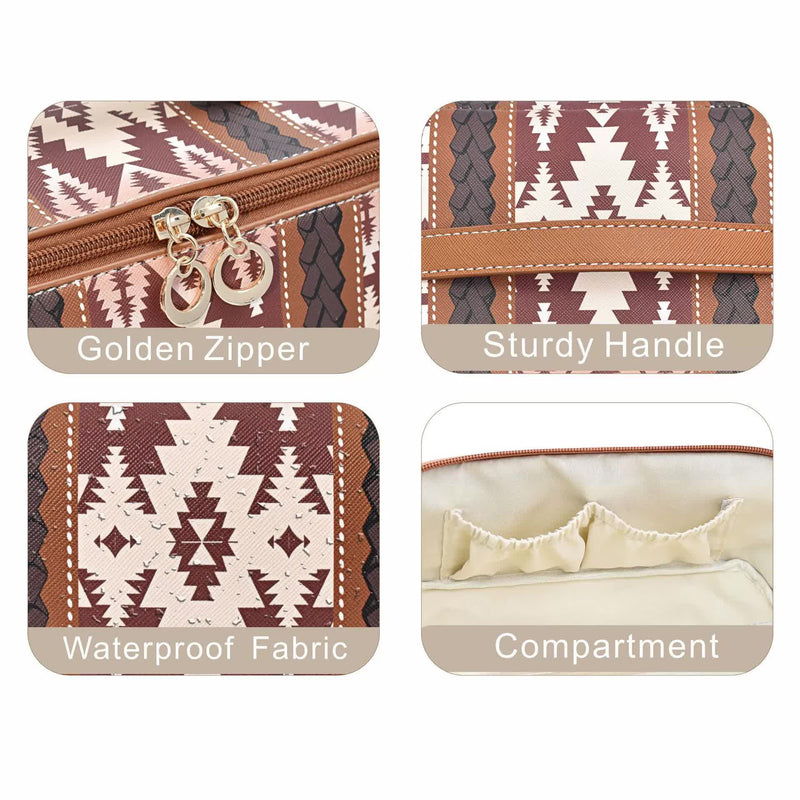 Boho Travel Cosmetic Bag - Large Waterproof - Black
