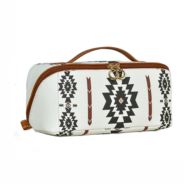 Boho Travel Cosmetic Bag - Large Waterproof - White