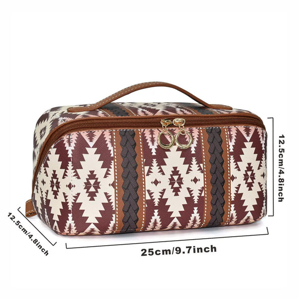Boho Travel Cosmetic Bag - Large Waterproof - White