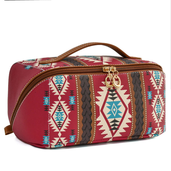 Boho Travel Cosmetic Bag Waterproof Large - Red