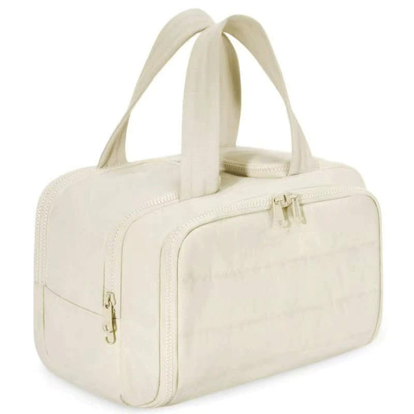 Waterproof Travel Toiletry Cosmetic Duffle Bag - Lightweight Multi-Pocket - Beige