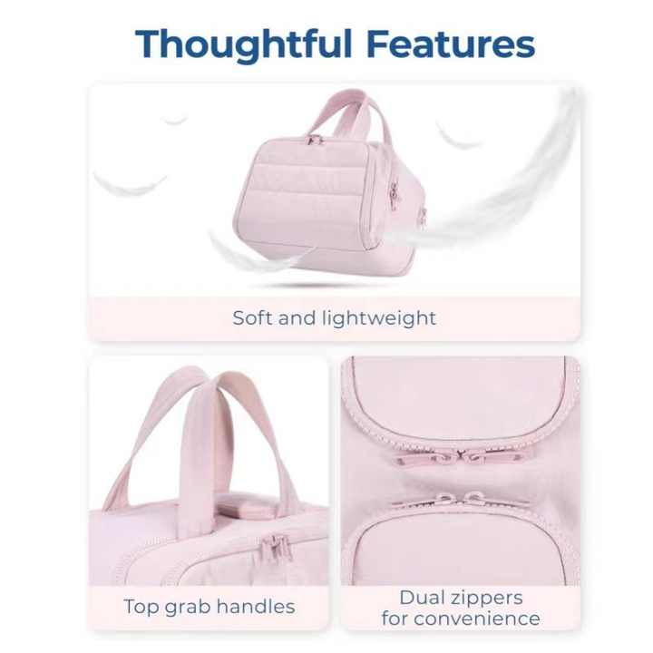 Waterproof Travel Toiletry Cosmetic Duffle Bag - Lightweight Multi-Pocket - Beige