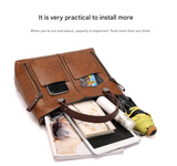 Women's Classic PU Leather Tote Bag with Double Handles - Grey