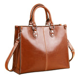 Brown Elegant Leather Handbag - Adjustable Strap