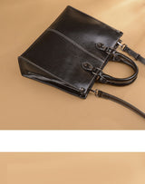 Brown Elegant Leather Handbag - Adjustable Strap