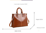 Brown Elegant Leather Handbag - Adjustable Strap