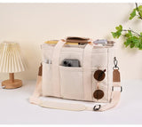 Large Capacity Multi-Compartment Tote Bag - White
