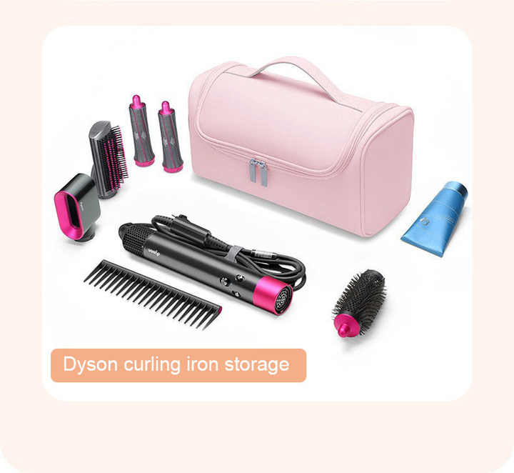 Portable PU Storage Bag for Hair Curlers, Hair Dryers, and Styling Tools - Grey