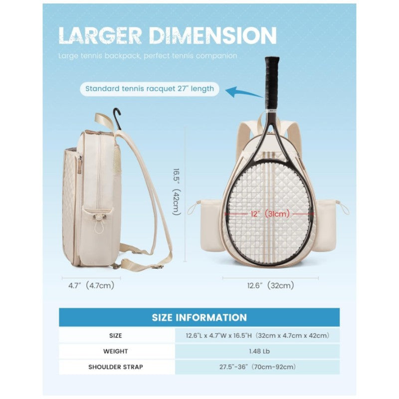 Black Lightweight Waterproof Tennis Racket Backpack