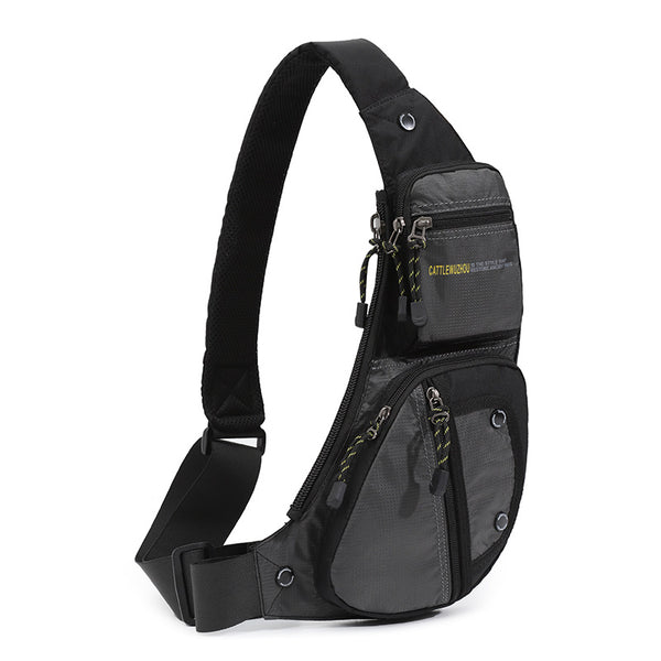 Mens Vintage Chest Bag - Multi-functional Waterproof Crossbody Sling Bag- Black/Grey