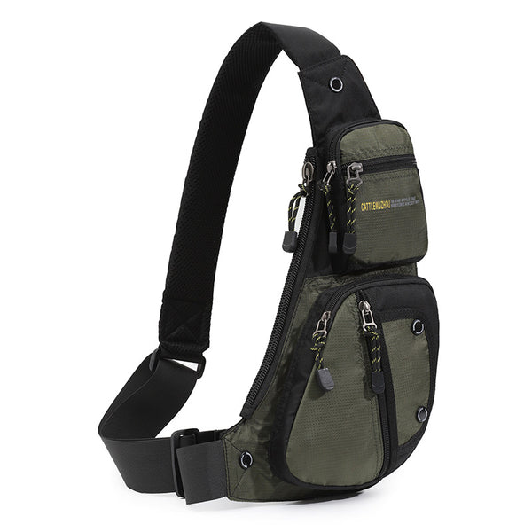 Menss Vintage Chest Bag - Multi-functional Waterproof Crossbody Sling Bag - Black/Green