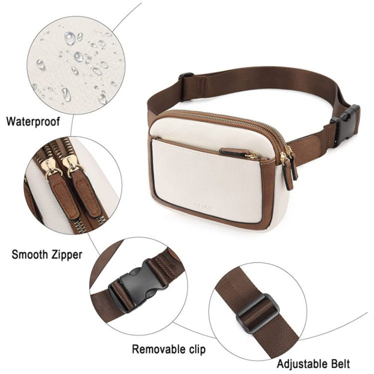 Black Adjustable Waterproof PU Leather Waist / Crossbody Bag Unisex