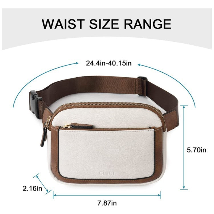 Black Adjustable Waterproof PU Leather Waist / Crossbody Bag Unisex