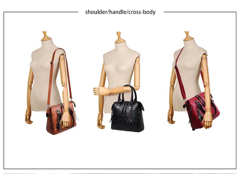 Red 4-Piece Women's PU Leather Tote Bag Set - Vintage Handbag, Shoulder Bag, Clutch, and Card Holder