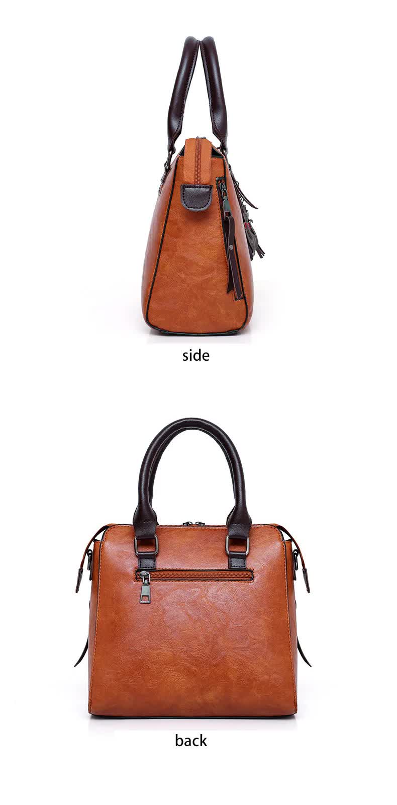 Pink 4-Piece Women's PU Leather Tote Bag Set - Vintage Handbag, Shoulder Bag, Clutch, and Card Holder