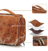 Luxury PU Business Travel Toiletry Bag – Large Capacity Waterproof - Red Brown