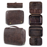 Luxury PU Business Travel Toiletry Bag - Large Capacity Waterproof - Brown