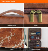 Luxury PU Business Travel Toiletry Bag - Large Capacity Waterproof - Brown