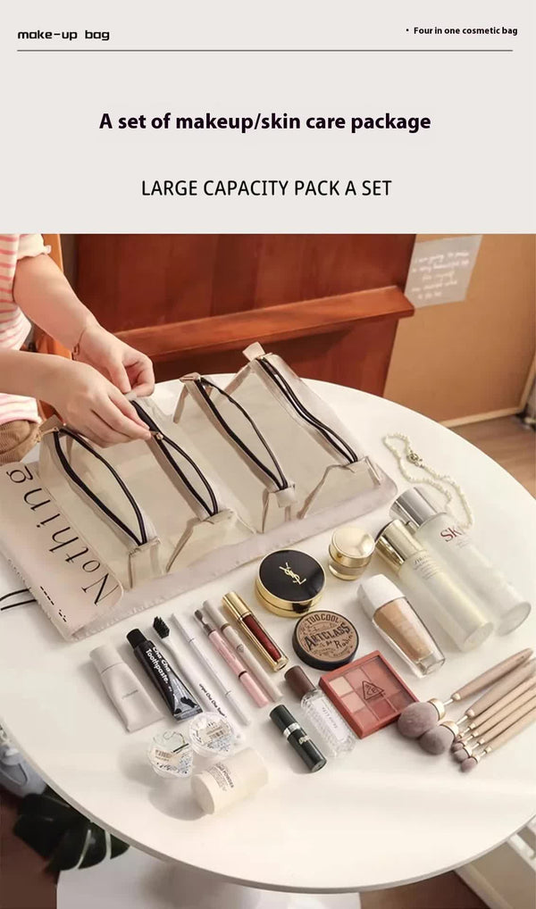 Portable 4-in-1 Cosmetic and Toiletry Storage Bag - Beige