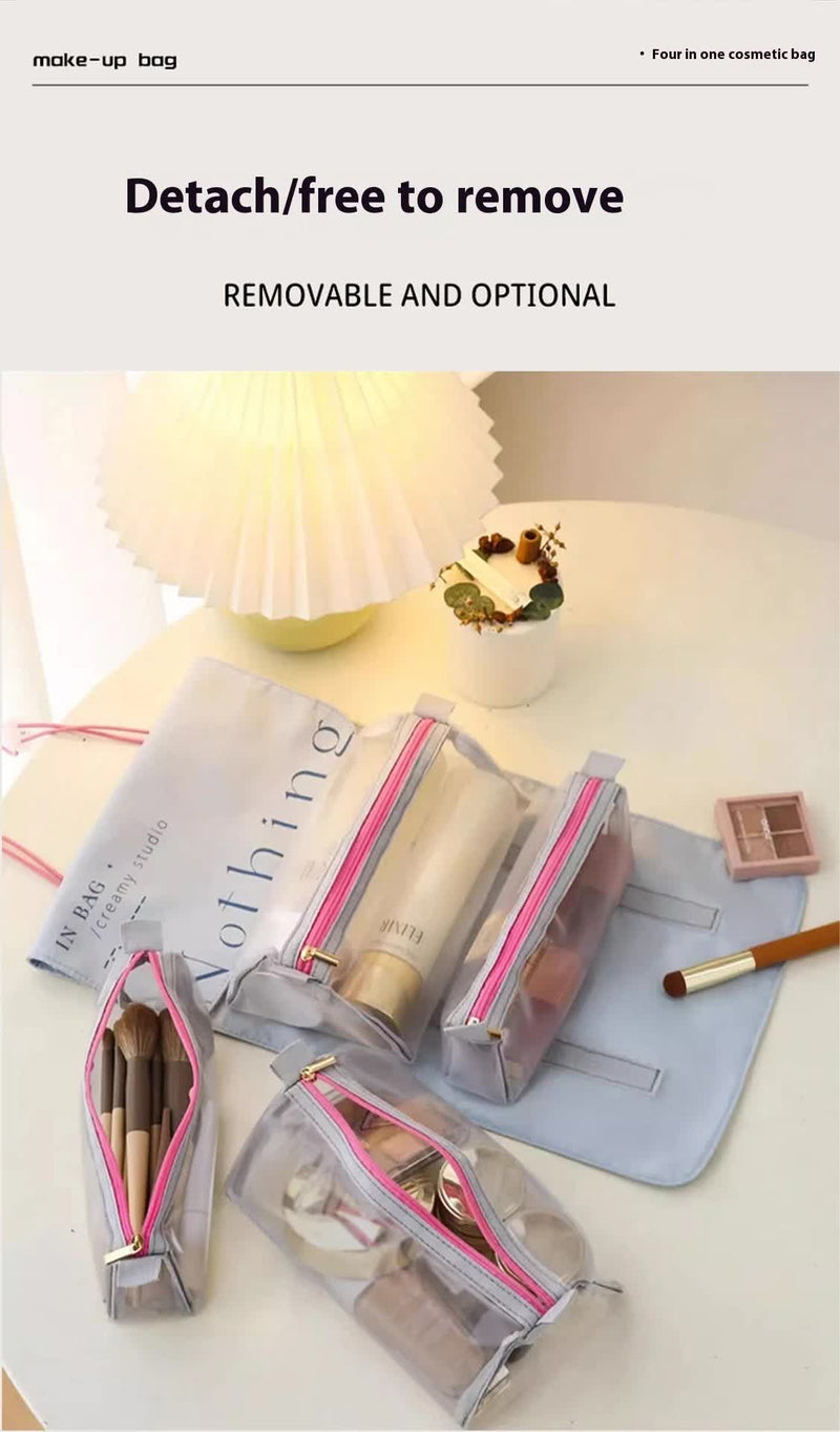 Portable 4-in-1 Cosmetic and Toiletry Storage Bag - Beige