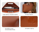 Brown Elegant PU Leather Laptop Handbag & Sleeve