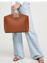 Brown Elegant PU Leather Laptop Handbag & Sleeve