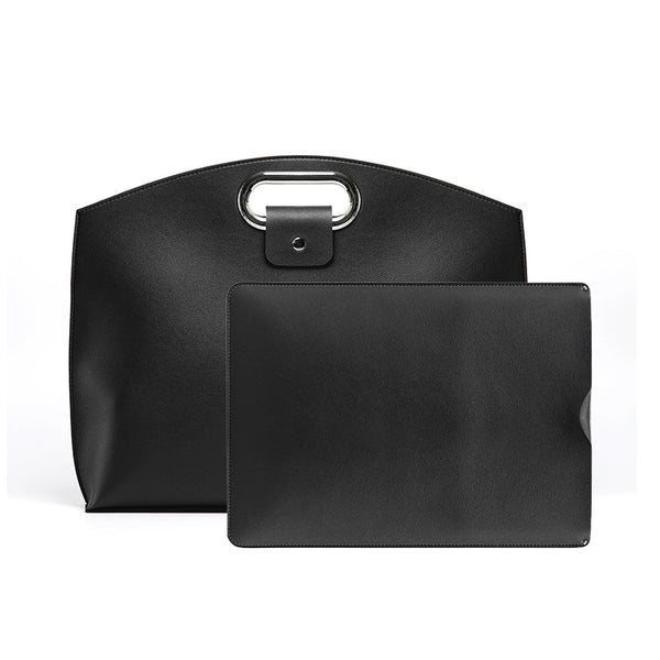 Black Elegant PU Leather Laptop Handbag & Sleeve