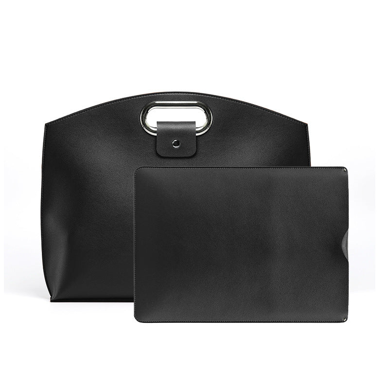 Black Elegant PU Leather Laptop Handbag & Sleeve