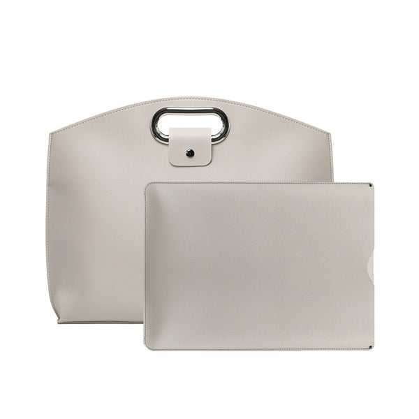 Off White Elegant PU Leather Laptop Handbag & Sleeve