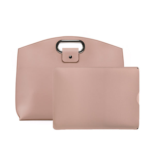 Pink Elegant PU Leather Laptop Handbag & Sleeve
