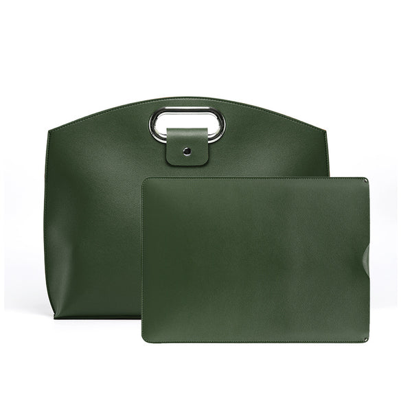 Green Elegant PU Leather Laptop Handbag & Sleeve