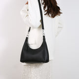 Black PU Leather Shoulder Bag - Underarm Hobo Bag with Adjustable Strap