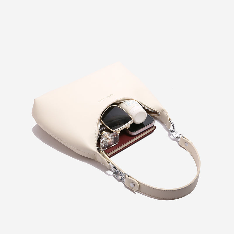 Black PU Leather Shoulder Bag - Underarm Hobo Bag with Adjustable Strap