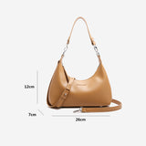 Off White PU Leather Shoulder Bag - Underarm Hobo Bag with Adjustable Strap