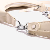 Off White PU Leather Shoulder Bag - Underarm Hobo Bag with Adjustable Strap