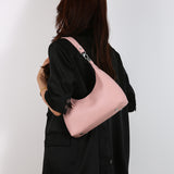 Pink PU Leather Shoulder Bag - Underarm Hobo Bag with Adjustable Strap