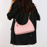 Pink PU Leather Shoulder Bag - Underarm Hobo Bag with Adjustable Strap