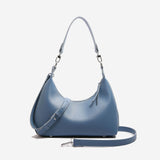 Blue PU Leather Shoulder Bag - Underarm Hobo Bag with Adjustable Strap