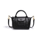 Black Woven Shoulder Bag - Stylish Dumpling Bag